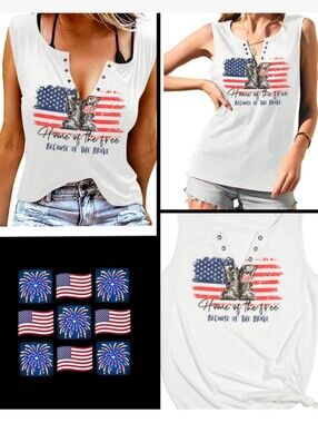 🇺🇸 4TH OF JULY 🇺🇸American Flag - Home Of The Free Because Of The Brave - 2XL